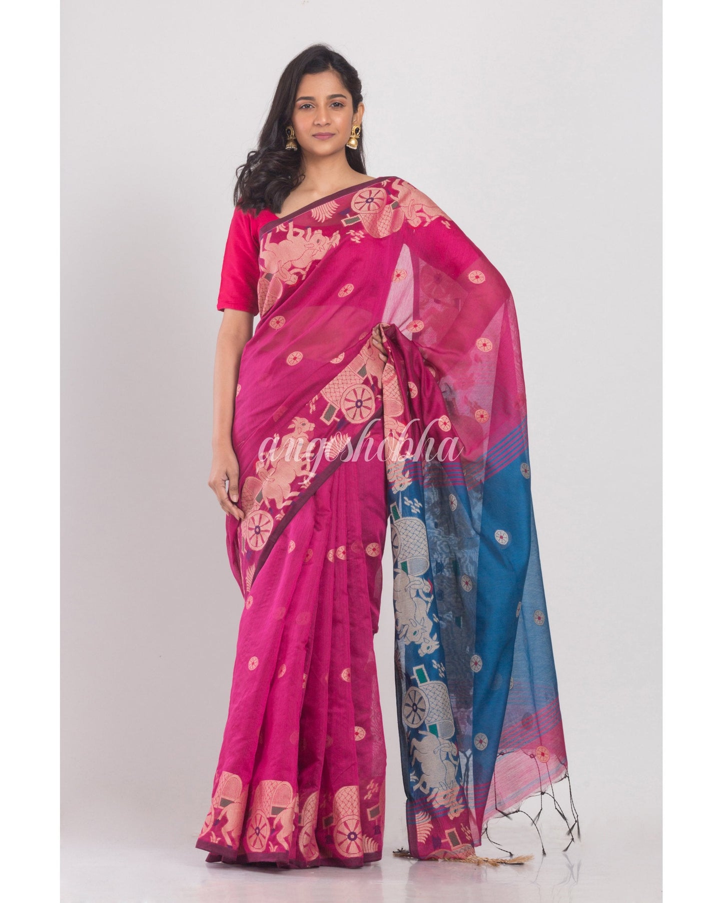 Women's Rani Pink Handloom Saree