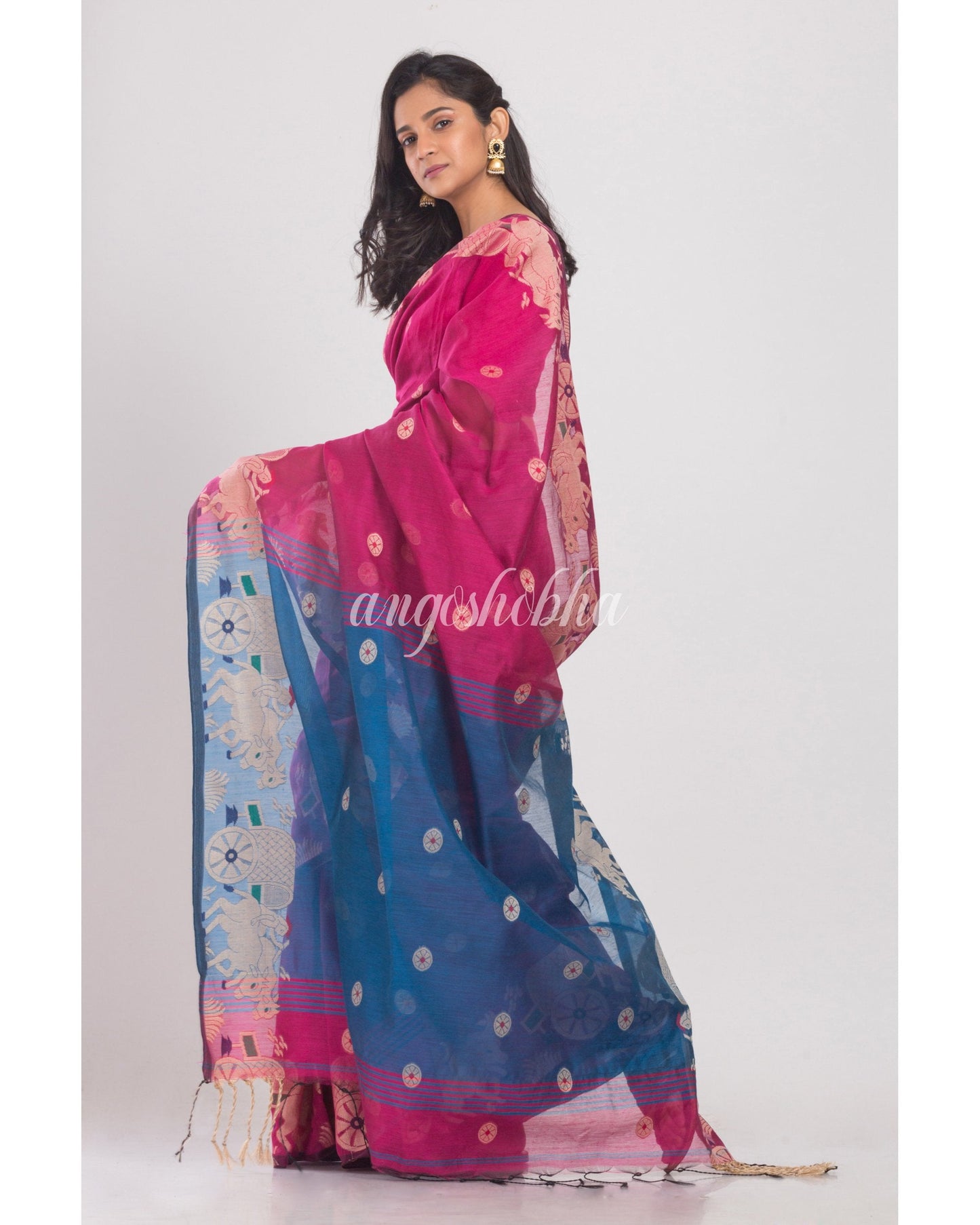 Women's Rani Pink Handloom Saree