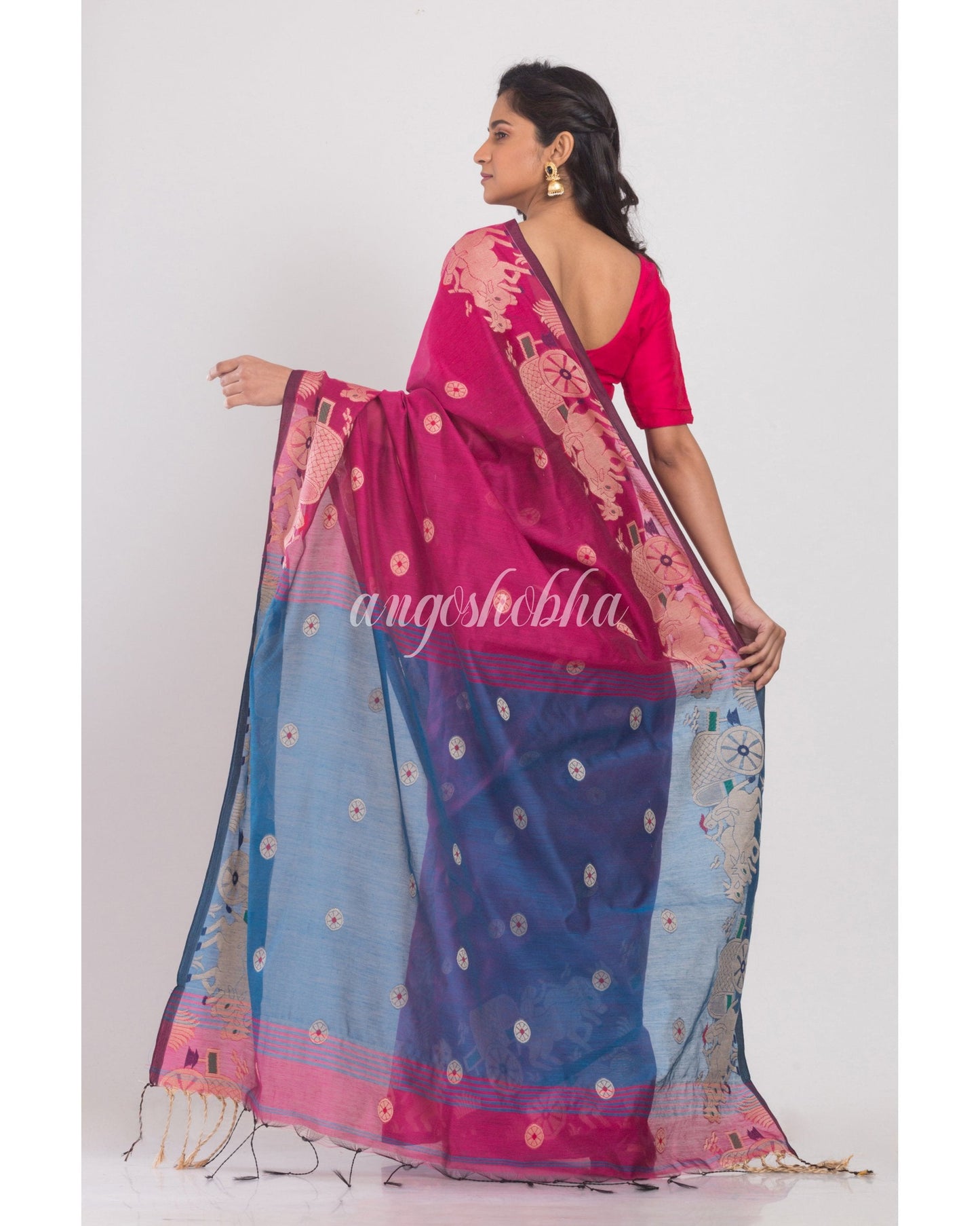 Women's Rani Pink Handloom Saree