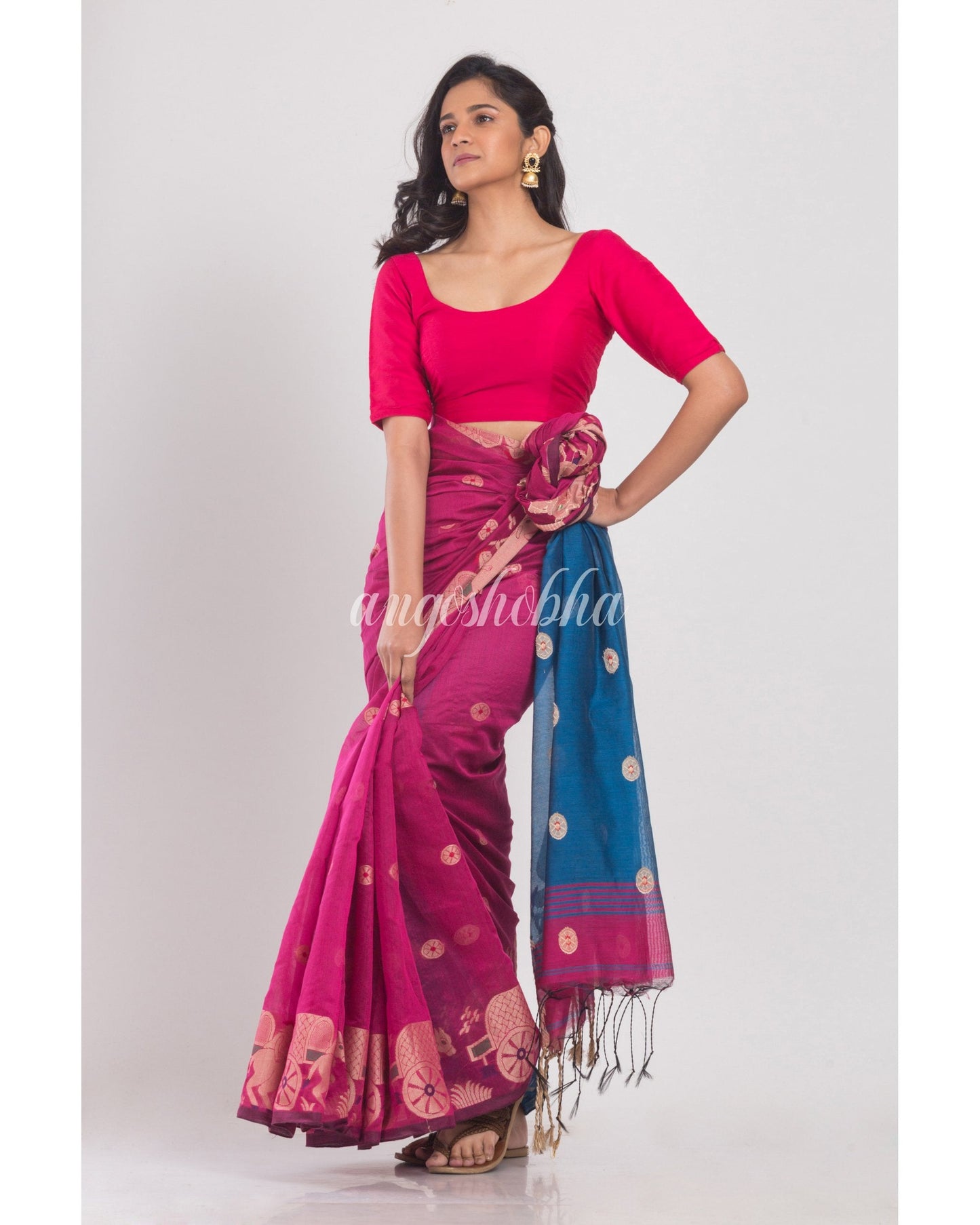 Women's Rani Pink Handloom Saree