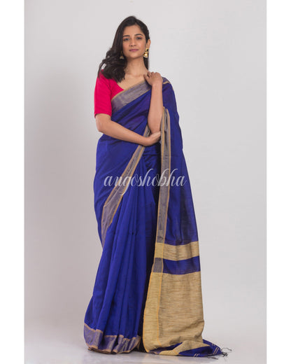 Women's Black Handloom Cotton Silk Saree