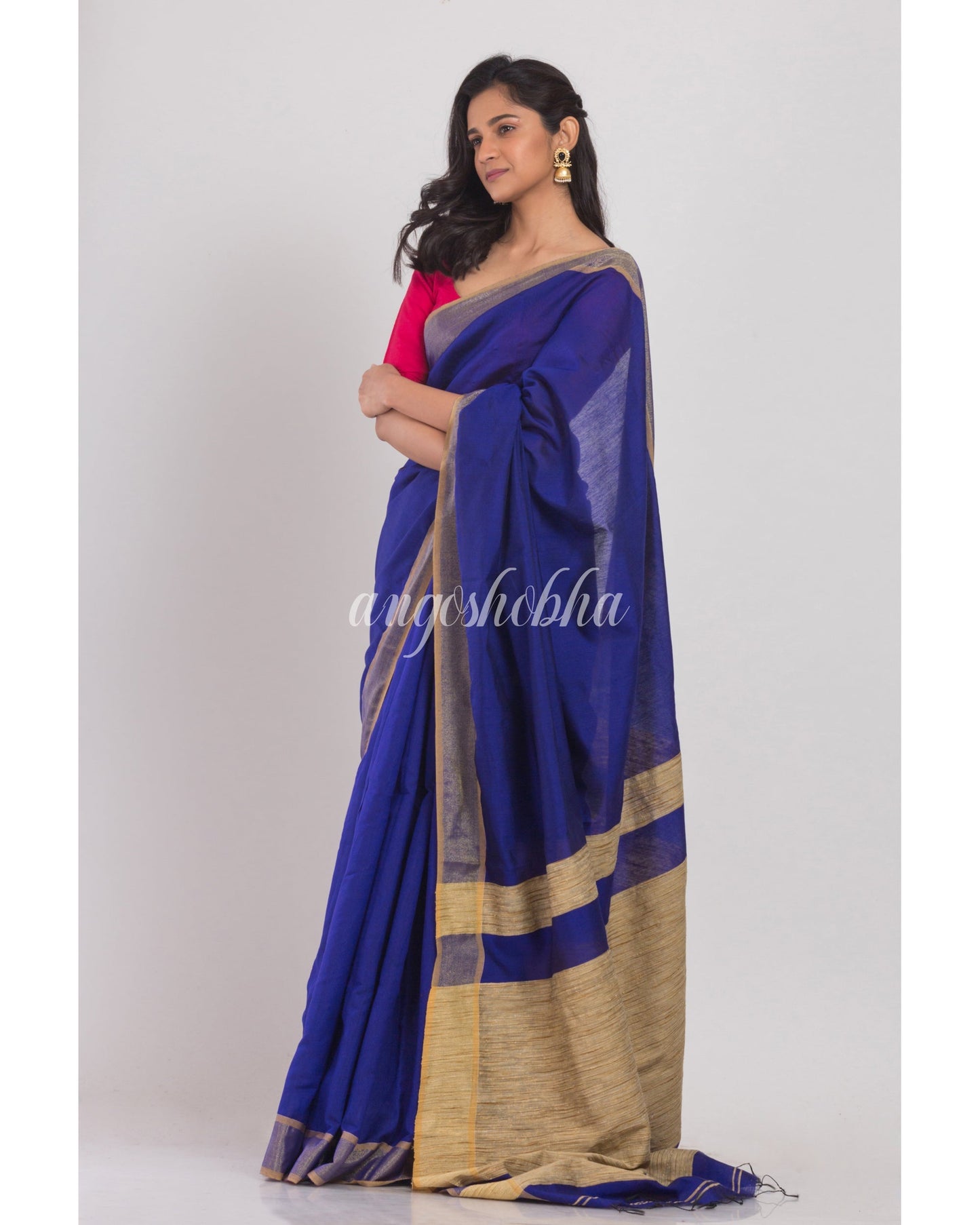 Women's Black Handloom Cotton Silk Saree