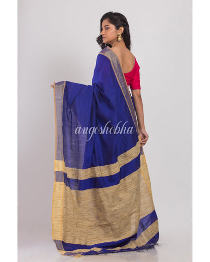Women's Black Handloom Cotton Silk Saree