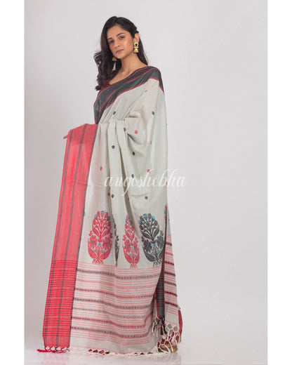 Women's Baby Blue Handloom Cotton Saree