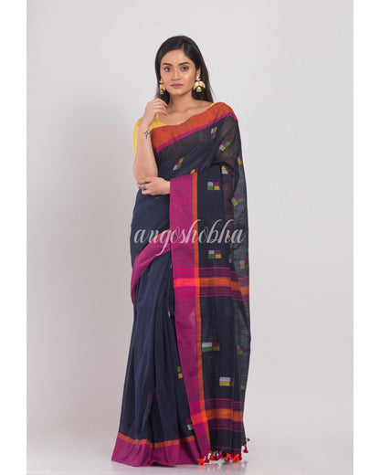 Women's Black Cotton Handloom Saree