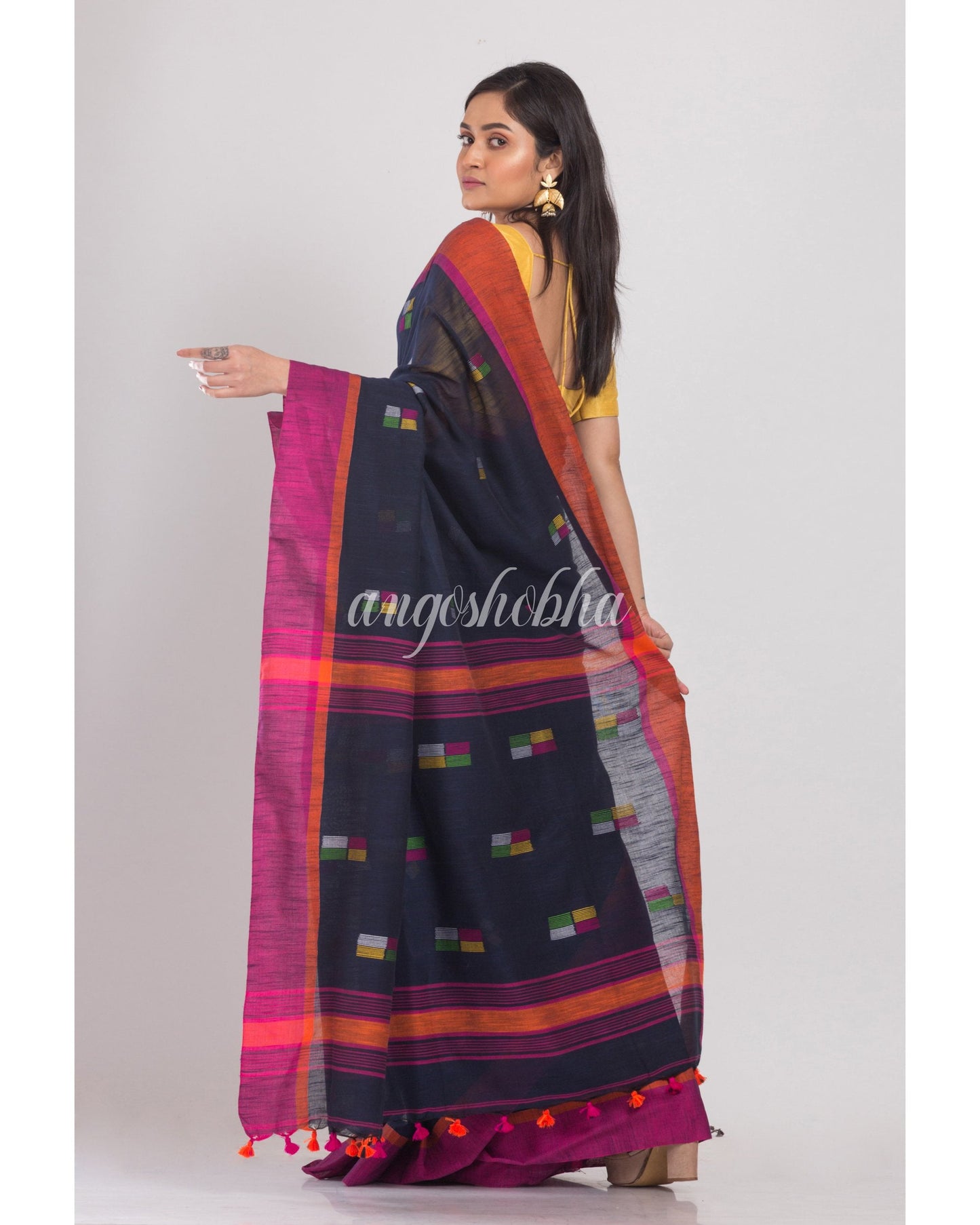 Women's Black Cotton Handloom Saree