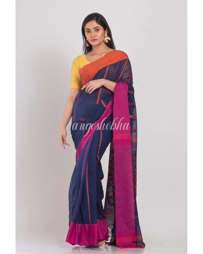 Women's Blue Handloom Cotton Saree