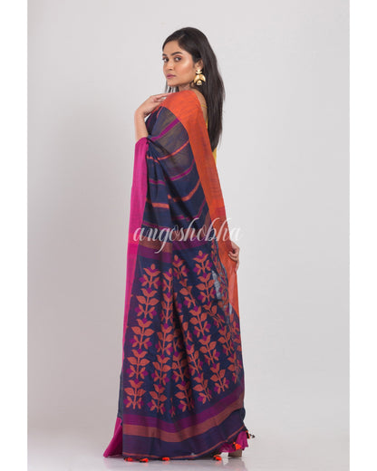 Women's Blue Handloom Cotton Saree