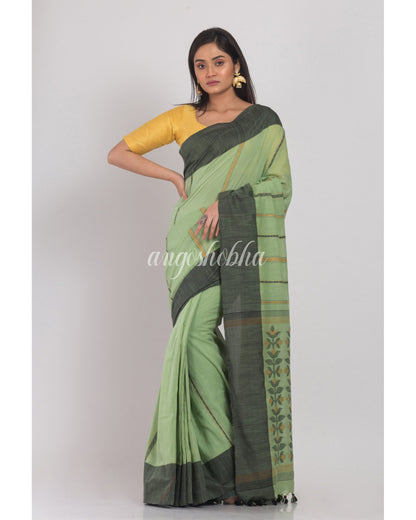 Women's Sage Handloom Cotton Saree