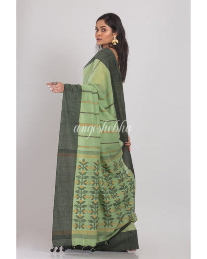 Women's Sage Handloom Cotton Saree