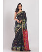 Women's Black Handloom Cotton Silk Saree