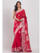 Women's Red Cotton Linen Jamdani Saree