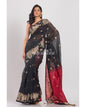 Women's Black Handloom Blended Cotton Saree