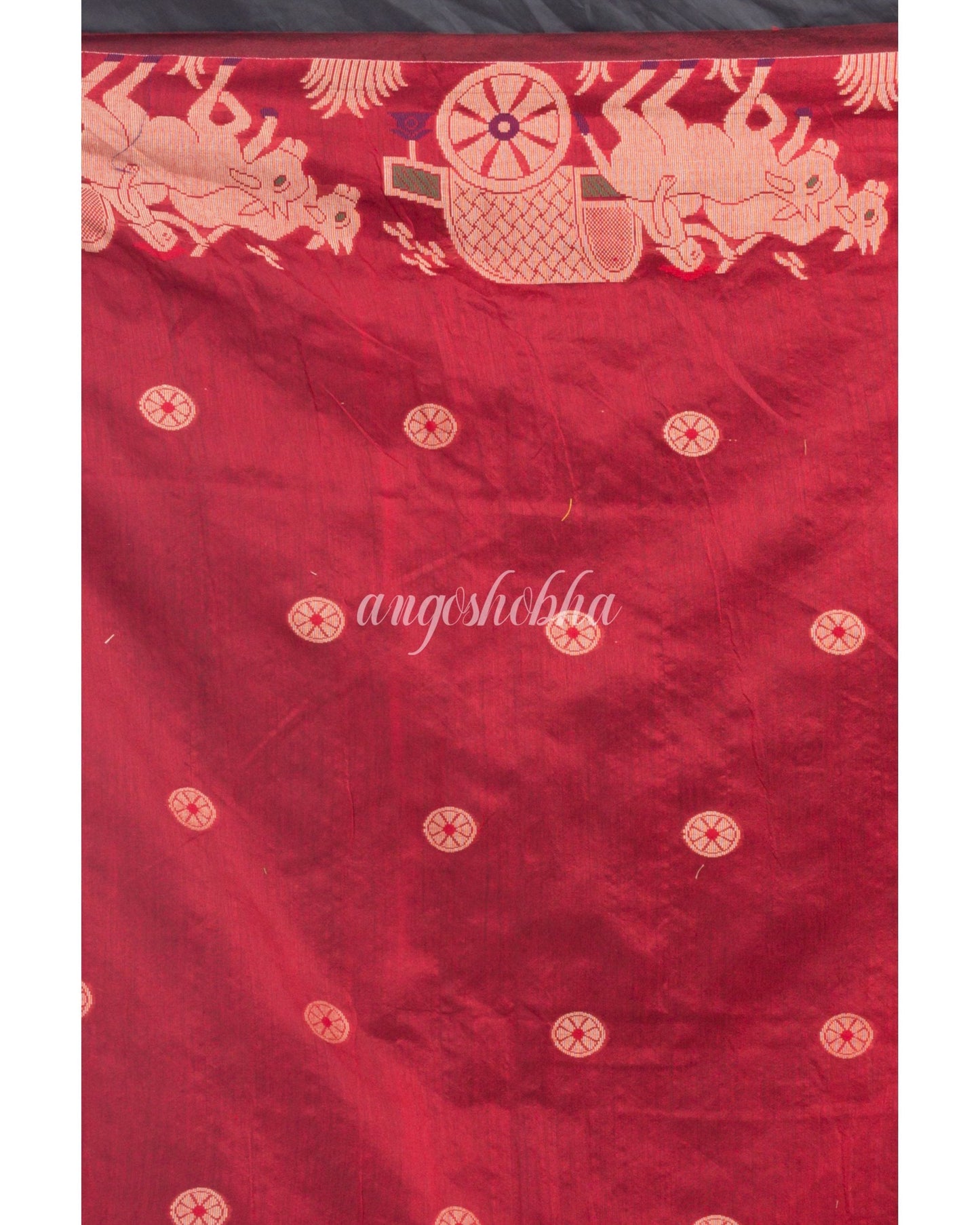 Women's Black Handloom Blended Cotton Saree