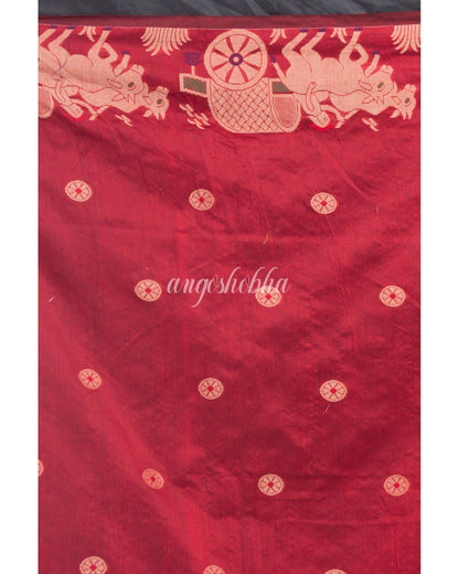 Women's Black Handloom Blended Cotton Saree