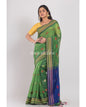 Women's Green Handloom Blended Cotton Saree
