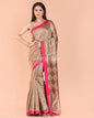 Women's Beige Matka silk Jamdani saree