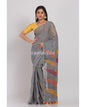 Women's Grey Handloom Linen Saree