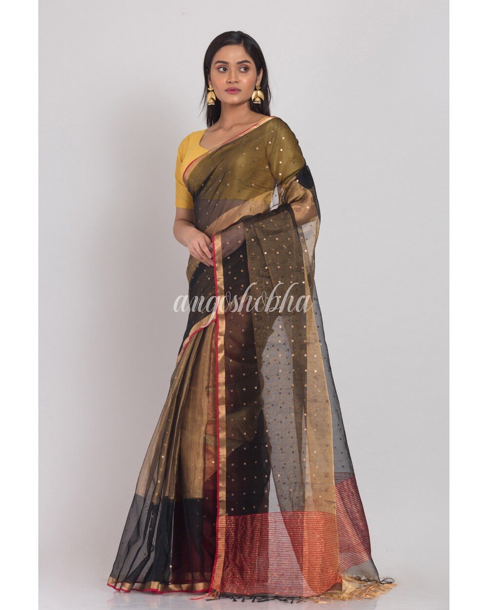 Women's Multicolor Sequins Handwoven Silk Saree