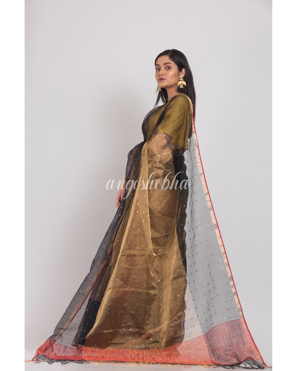 Women's Multicolor Sequins Handwoven Silk Saree