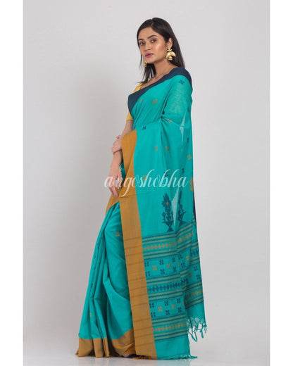 Women's Light Blue Handloom Cotton Saree