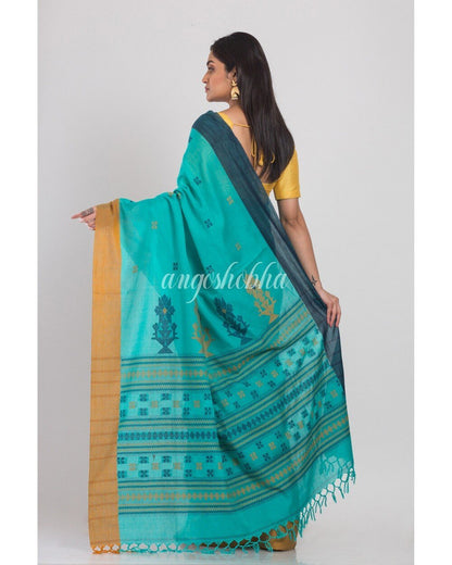 Women's Light Blue Handloom Cotton Saree