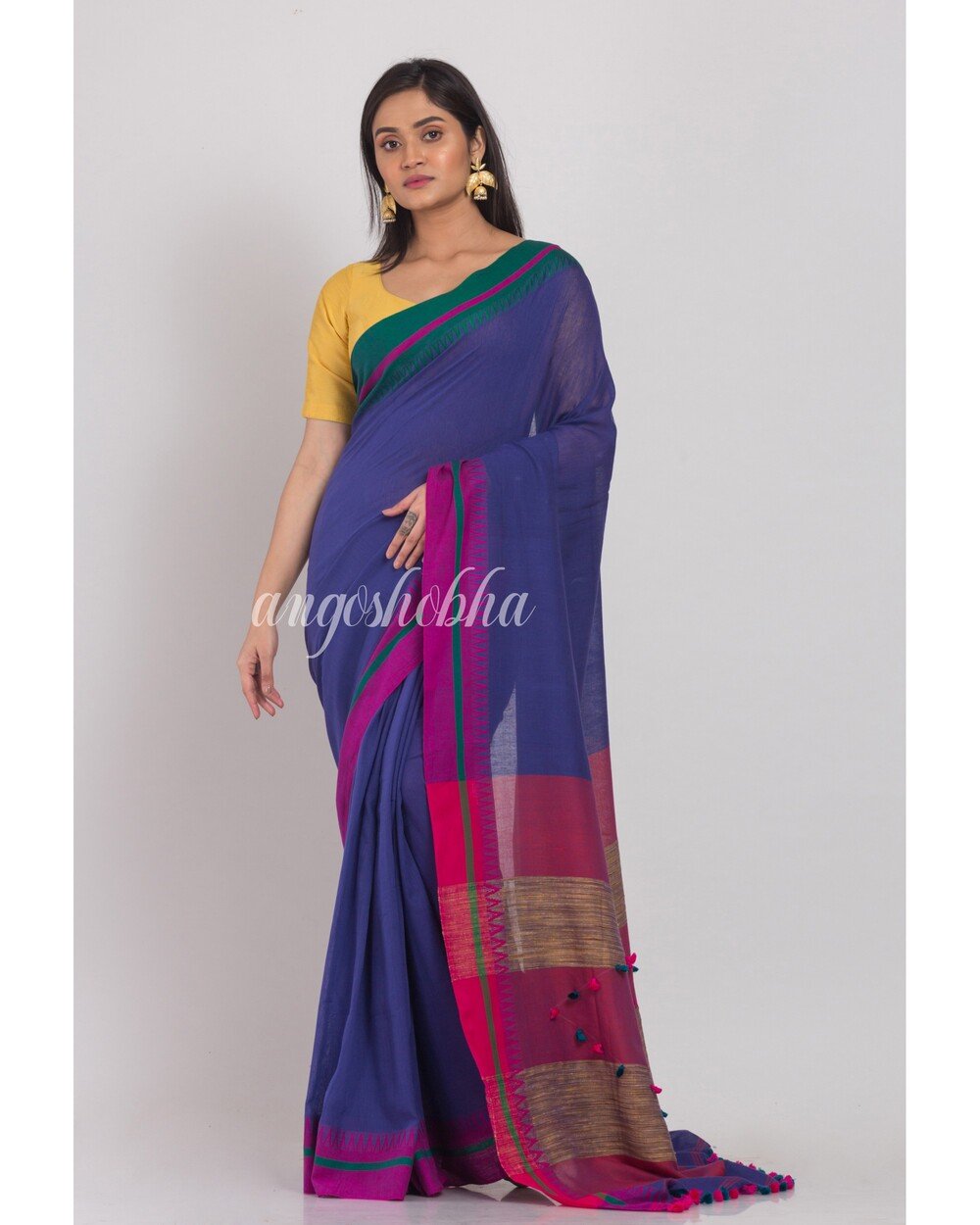 Women's Indigo Handloom Cotton Saree
