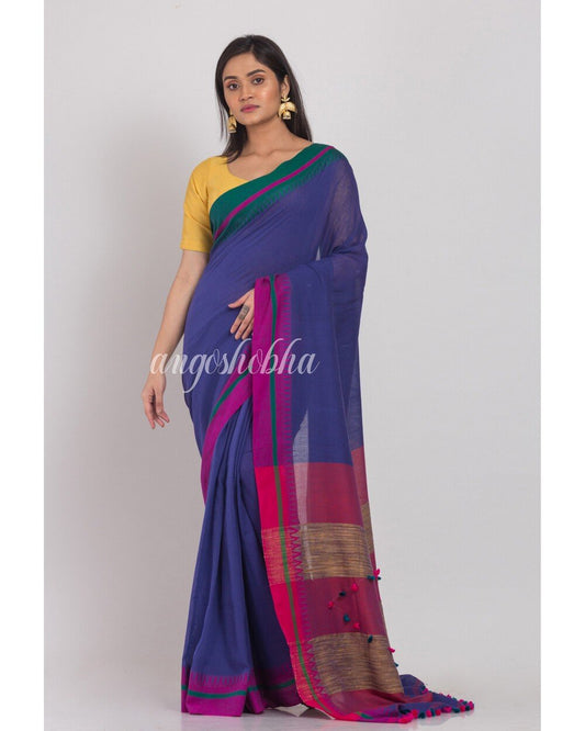 Women's Indigo Handloom Cotton Saree