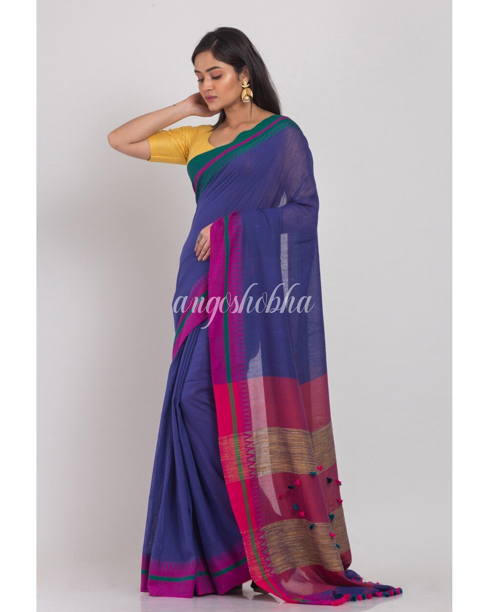 Women's Indigo Handloom Cotton Saree