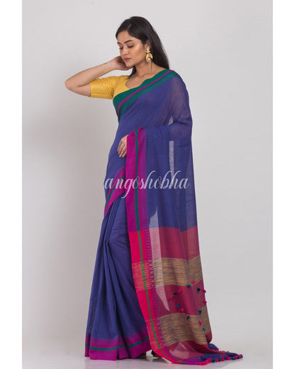 Women's Indigo Handloom Cotton Saree