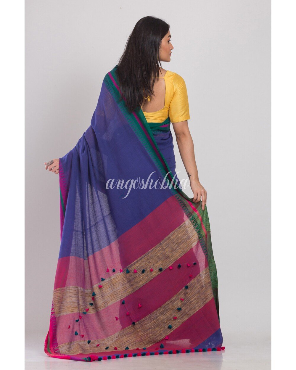 Women's Indigo Handloom Cotton Saree
