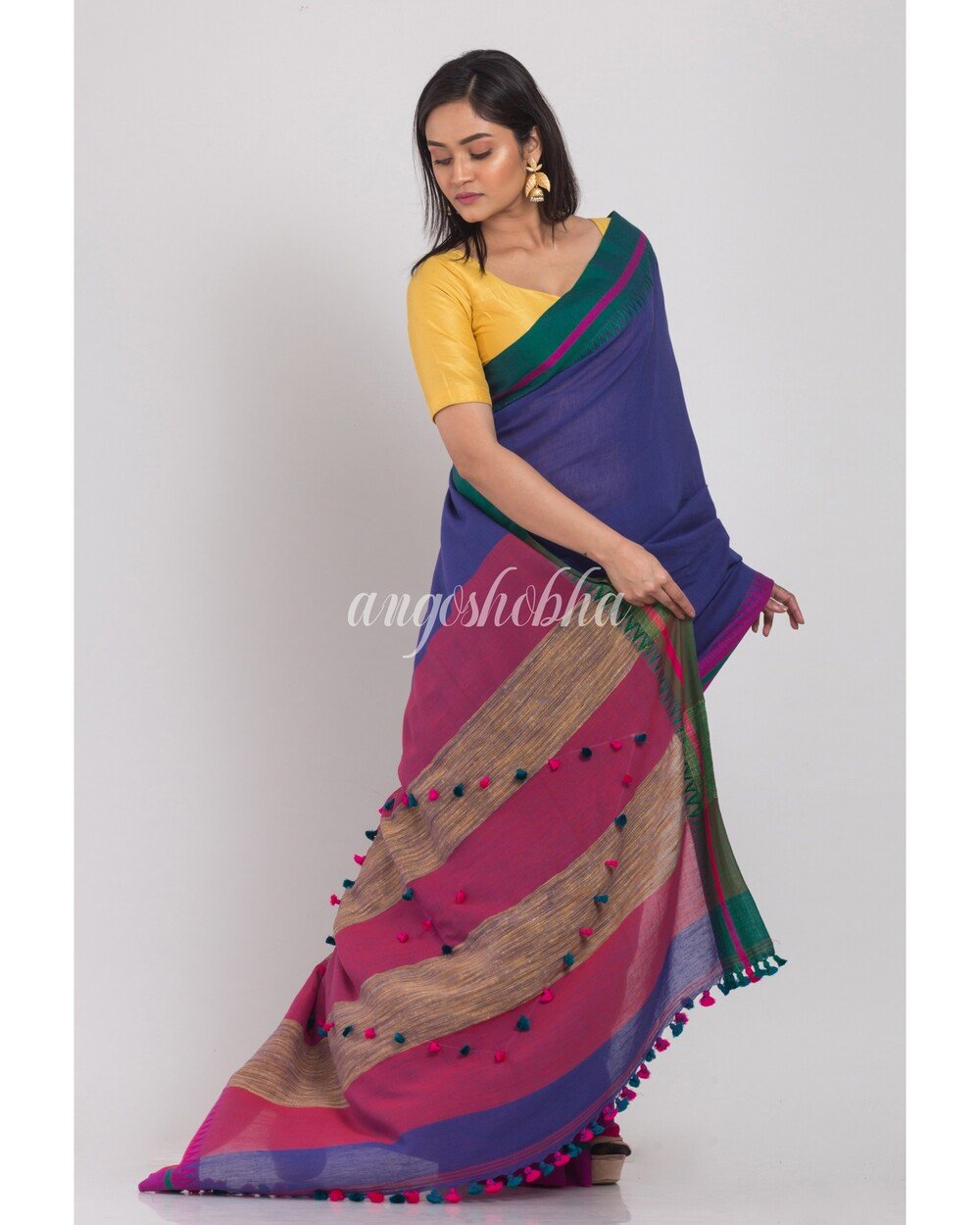 Women's Indigo Handloom Cotton Saree