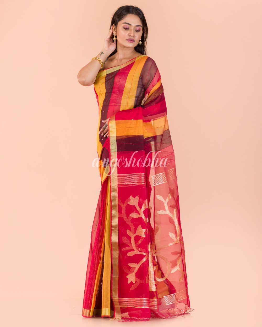 Women's Multicolor Handloom Sequins Jamdani saree