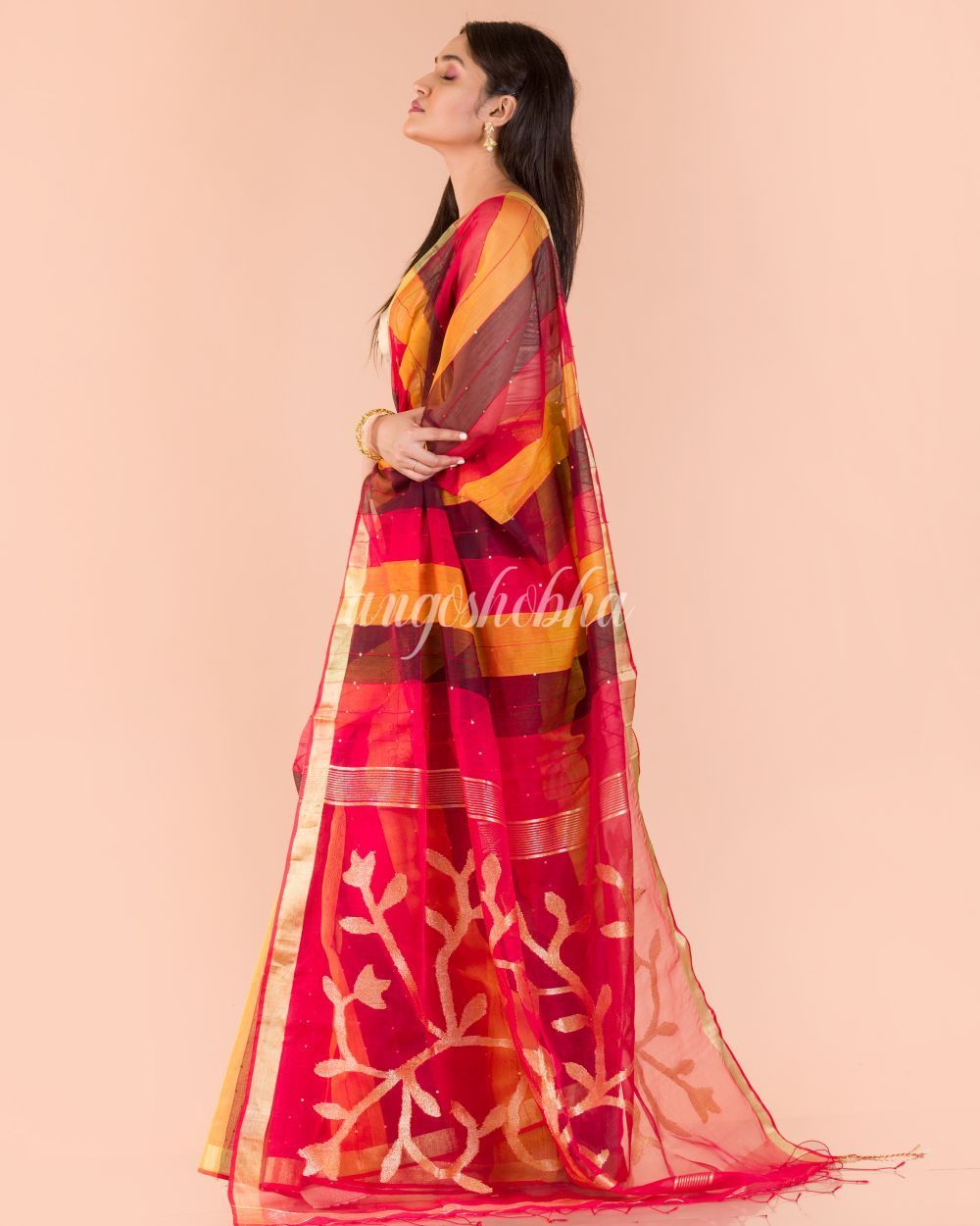 Women's Multicolor Handloom Sequins Jamdani saree
