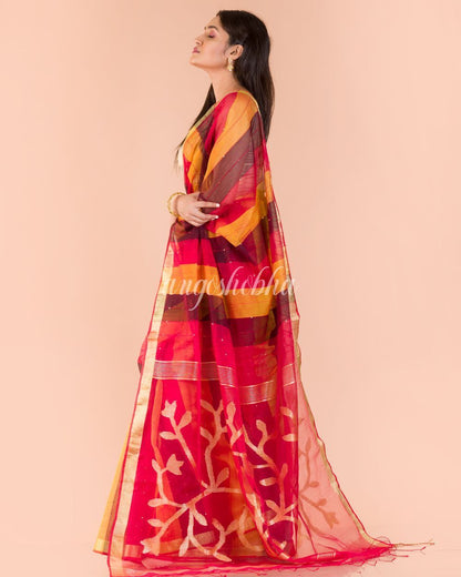 Women's Multicolor Handloom Sequins Jamdani saree