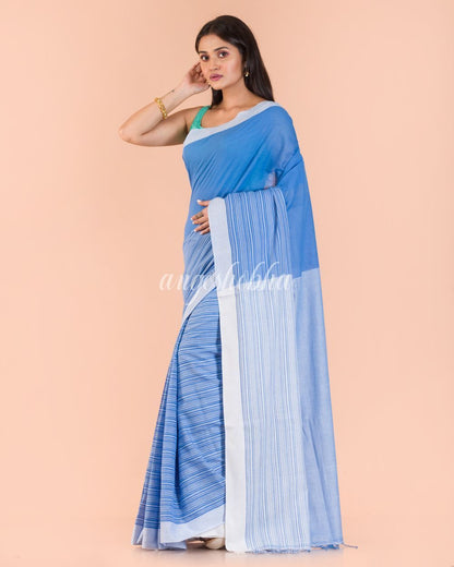 Women's Blue Handwoven Cotton Saree