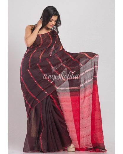 Women's Coffee Handloom Cotton Saree