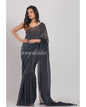 Women's Dim Grey Handloom Linen Saree
