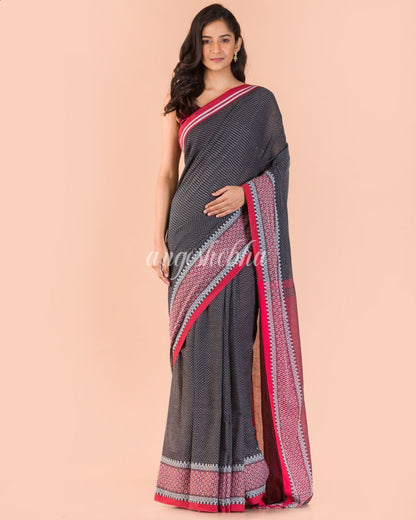 Women's Grey Handwoven Cotton Saree
