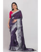 Women's Voilet Handloom Linen Saree