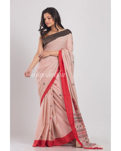 Women's Brown Handwoven Cotton Saree