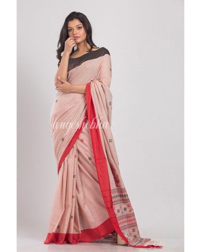 Women's Brown Handwoven Cotton Saree