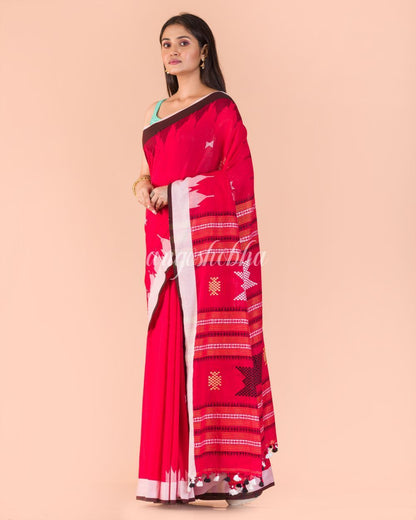 Women's Red Handwoven Cotton Saree