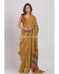 Women's Dark Brown Handwoven Linen Saree
