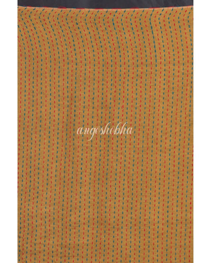 Women's Dark Brown Handwoven Linen Saree
