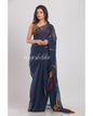 Women's Blue Handwoven Linen Saree