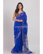 Women's dark Blue Matka Silk Jamdani Saree