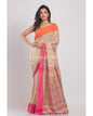 Women's Beige Handwoven Cotton Saree