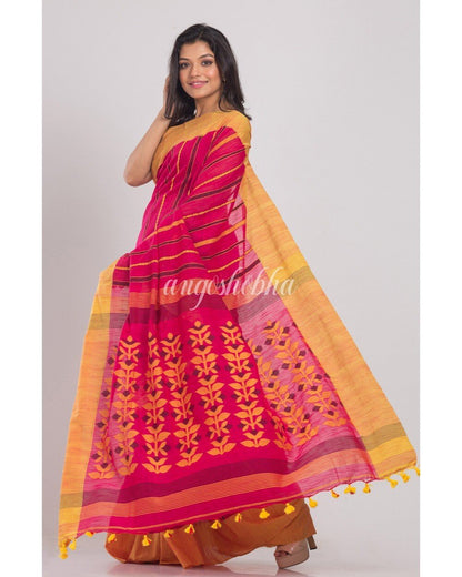 Women's Red Handwoven Cotton Saree