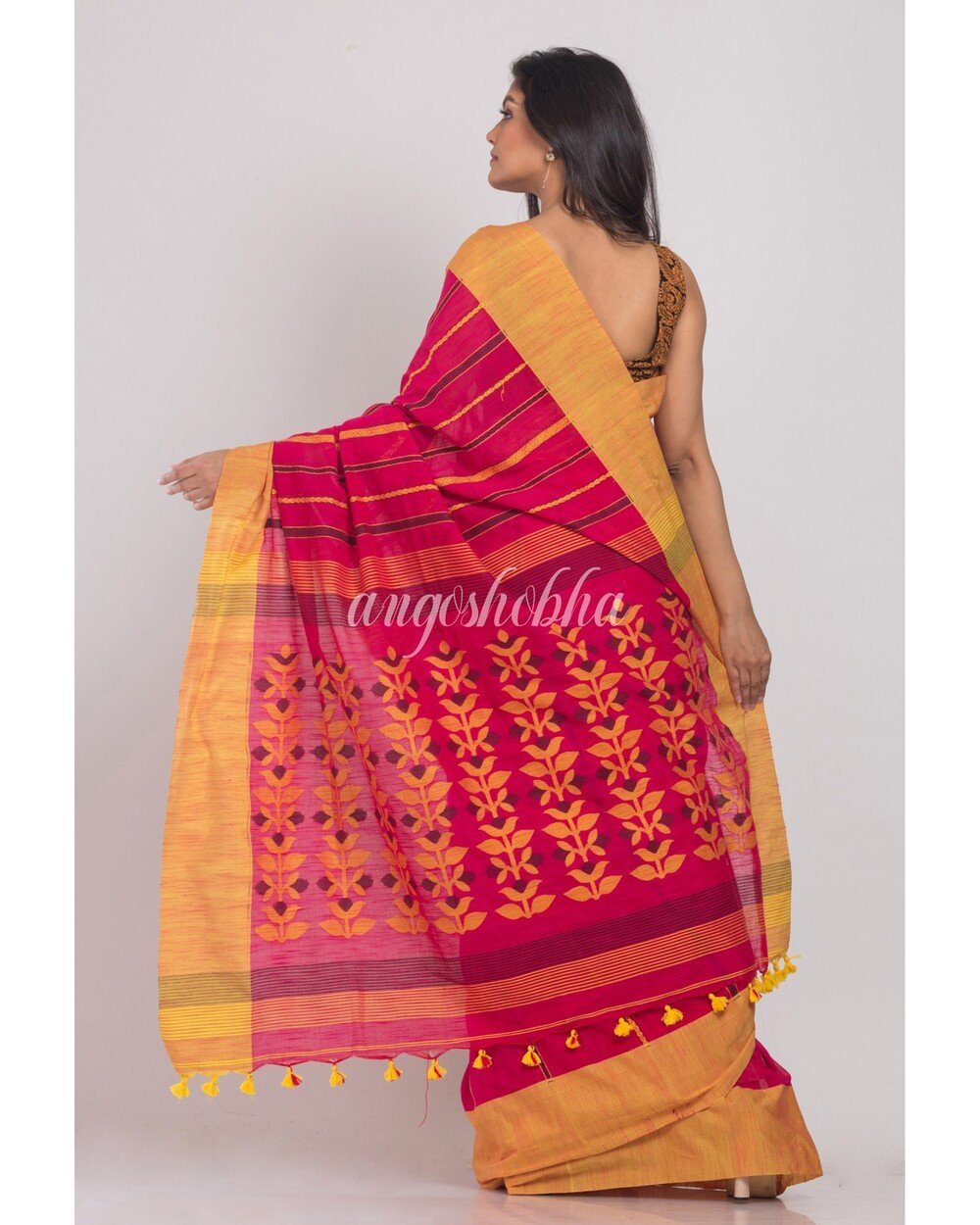 Women's Red Handwoven Cotton Saree